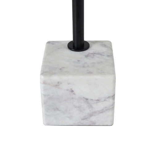 Close-up of white marble base detail on Renwil Hull accent table