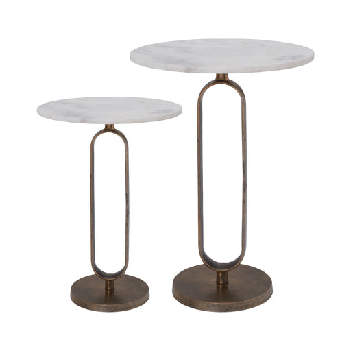 Renwil Irene marble nesting side table set with antique brass base