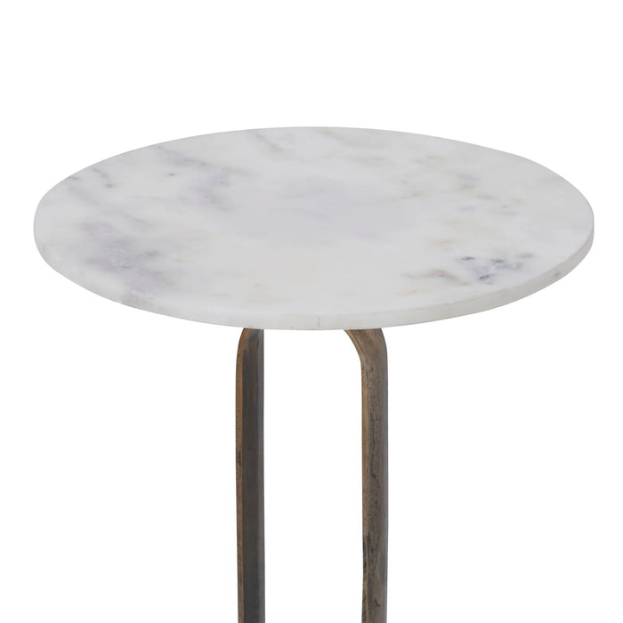 Close-up of Renwil Irene natural white marble tabletop