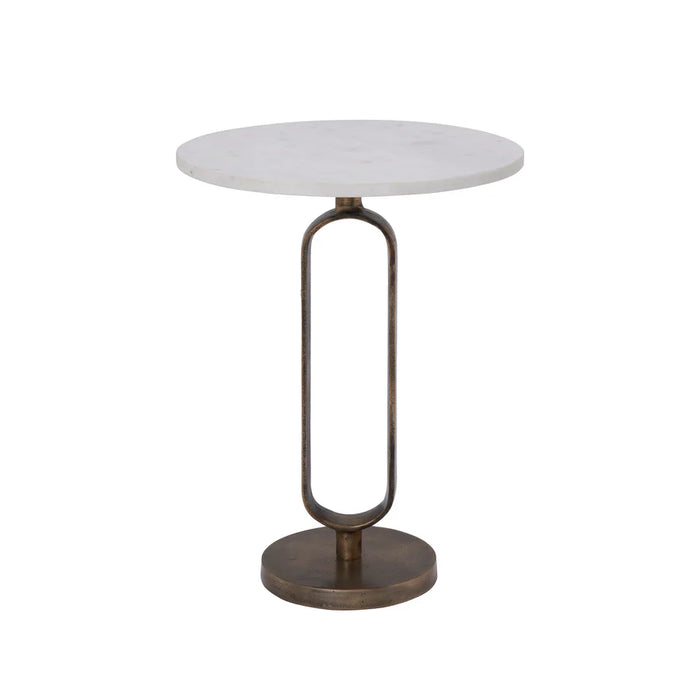 Front view of small Renwil Irene marble side table