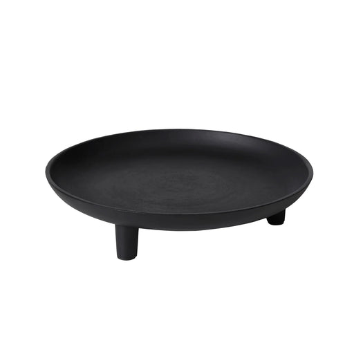 Renwil Kaleido round black cast aluminum decorative tray with raised feet