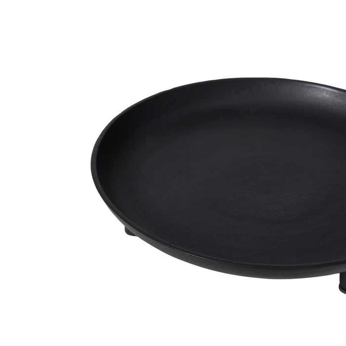 Side profile of the Renwil Kaleido black cast aluminum tray with raised rim