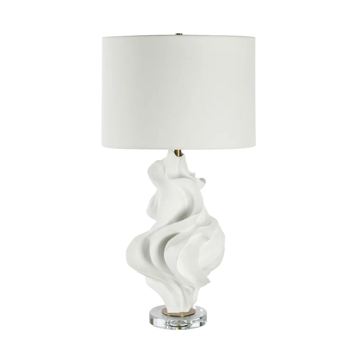 Full view of the Renwil Kombu contemporary table lamp with aged brass accents