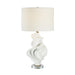 Renwil Kombu sculptural matte white table lamp with an off-white linen shade