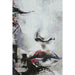Close-up of the expressive face, red lips and layered brushwork on Renwil Kyoto canvas art