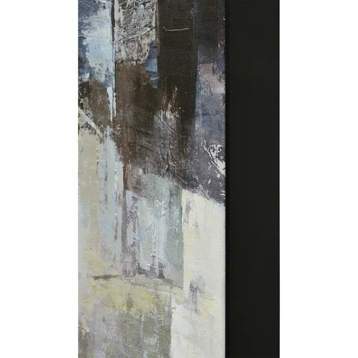 Close-up of the silver leaf artwork and black frame on Renwil Kyoto canvas wall art