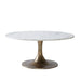 Renwil Lovisa round coffee table with natural white marble top and antique brass pedestal base