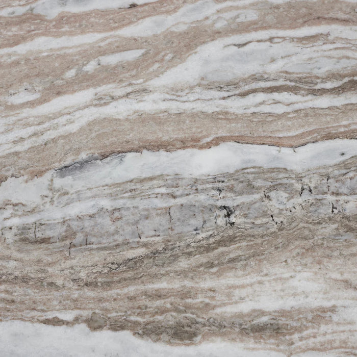 Close-up of the Lucente coffee table natural beige Toronto marble veining