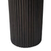 Close-up of the Lucente coffee table fluted mango wood leg in dark walnut