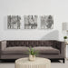 Renwil Lyon three-piece abstract wall art displayed above a living room sofa