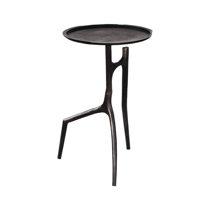 Side profile of Renwil Maadi sculptural dark bronze accent table