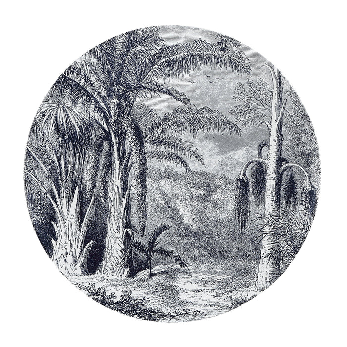 Large Renwil Maliya porcelain wall plate featuring a detailed botanical jungle scene