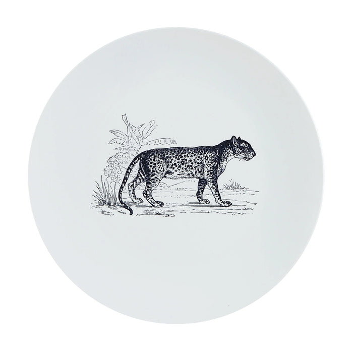 Renwil Maliya decorative porcelain wall plate featuring a black leopard illustration