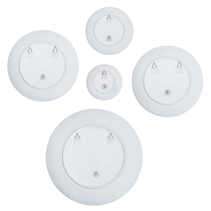 Back view of Renwil Maliya porcelain wall plates showing the wall-mounting hardware