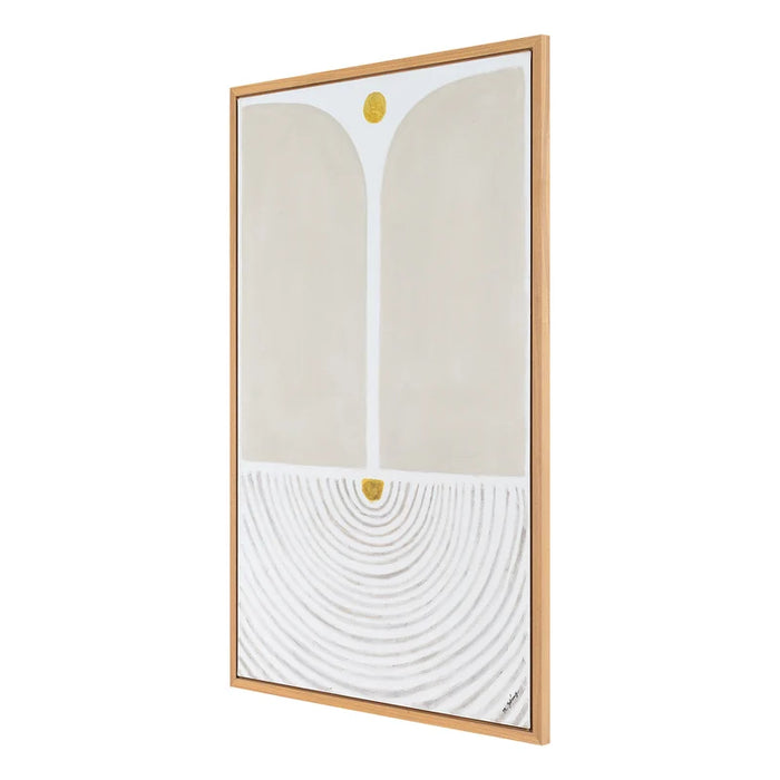 Angled view of Renwil Martia hand-painted canvas wall art and floating frame