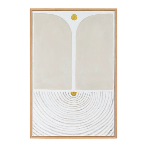 Renwil Martia hand-painted abstract canvas wall art with a white oak floating frame