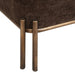 Close-up of the Meline accent stool painted brass iron base