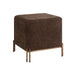 Angled view of Renwil Meline brown linen accent stool with painted brass base