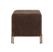 Front view of Renwil Meline brown linen accent stool with brass-finished base
