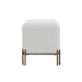 Front view of Renwil Meline ivory cotton tweed accent stool with antique brass base