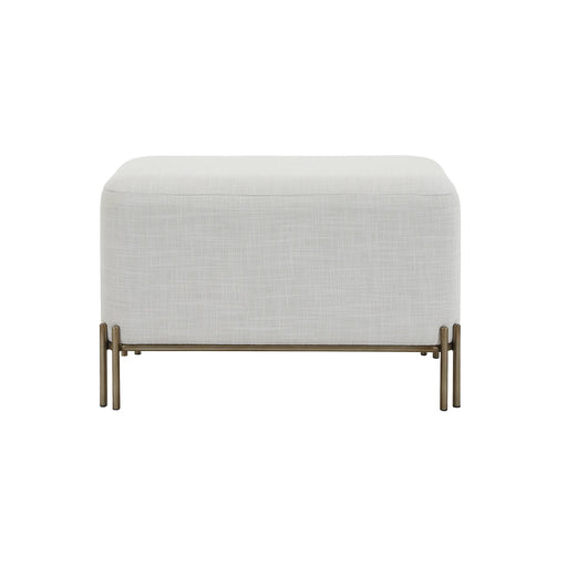 Renwil Meline ivory cotton tweed bench with antique brushed brass iron base