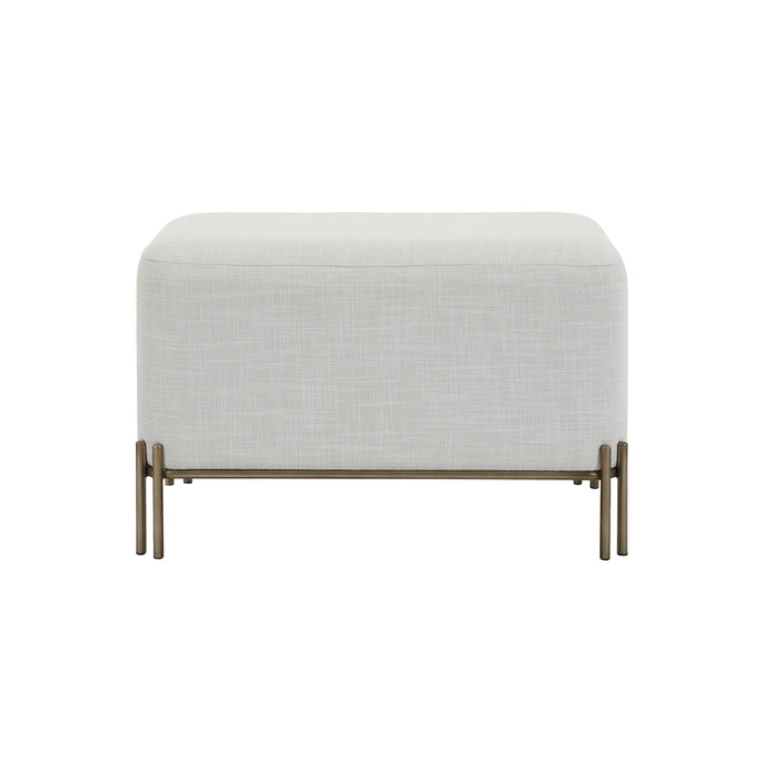 Renwil Meline ivory cotton tweed bench with antique brushed brass iron base