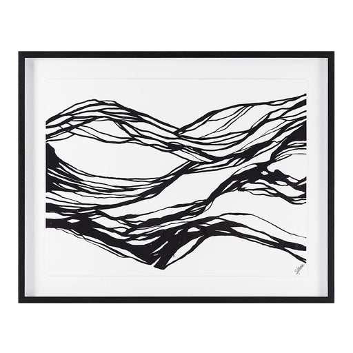 Renwil Mica PA0037 oversized black and white abstract print in a black wood frame