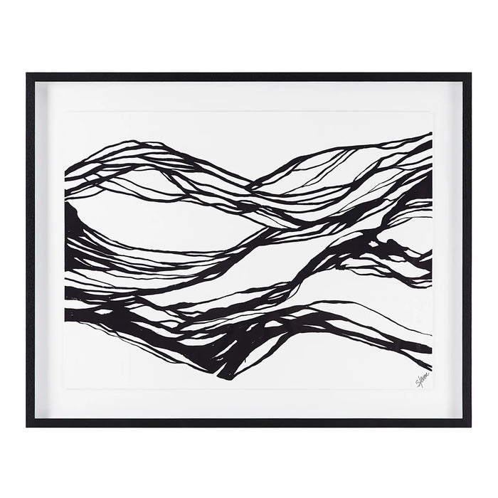 Renwil Mica PA0037 oversized black and white abstract print in a black wood frame