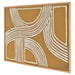 Angled view of Renwil Milestone hand-painted geometric canvas art with white oak veneer frame