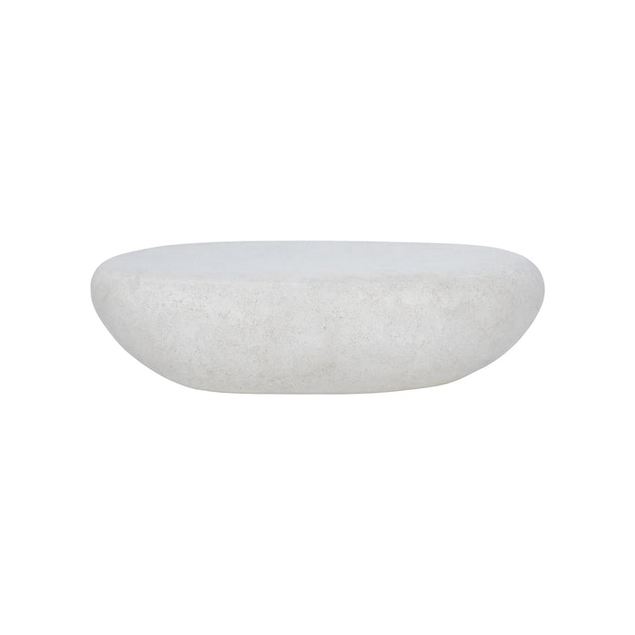 Full front view of the Renwil Minda indoor and outdoor stone bench