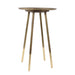 Side profile of Renwil Pawn modern iron accent table in antique and polished brass finish