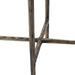 Close-up detail of antique brass crossed base on Renwil Pearson marble accent table