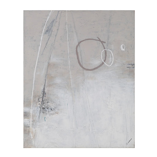 Renwil Pinceau OL2156 hand-painted neutral abstract canvas art in soft grey, beige and white tones