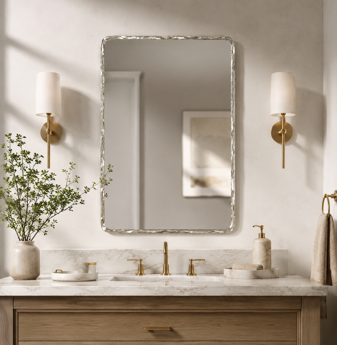 Renwil Pollonia Wall Mirror – Polished Nickel Cast Aluminum Frame