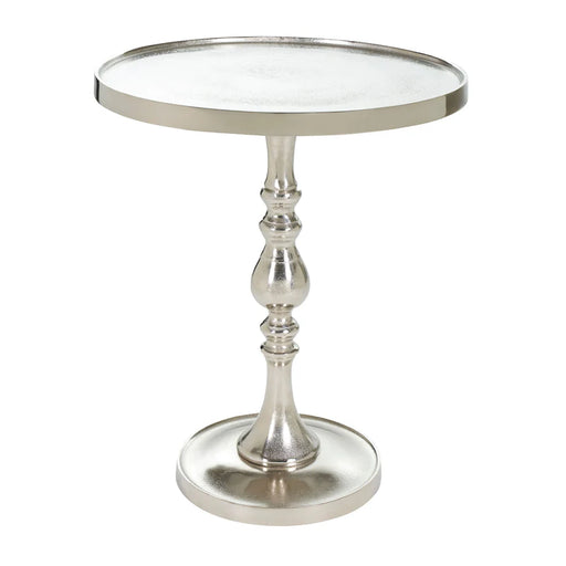 Renwil Romina nickel accent table in raw nickel finish front product view