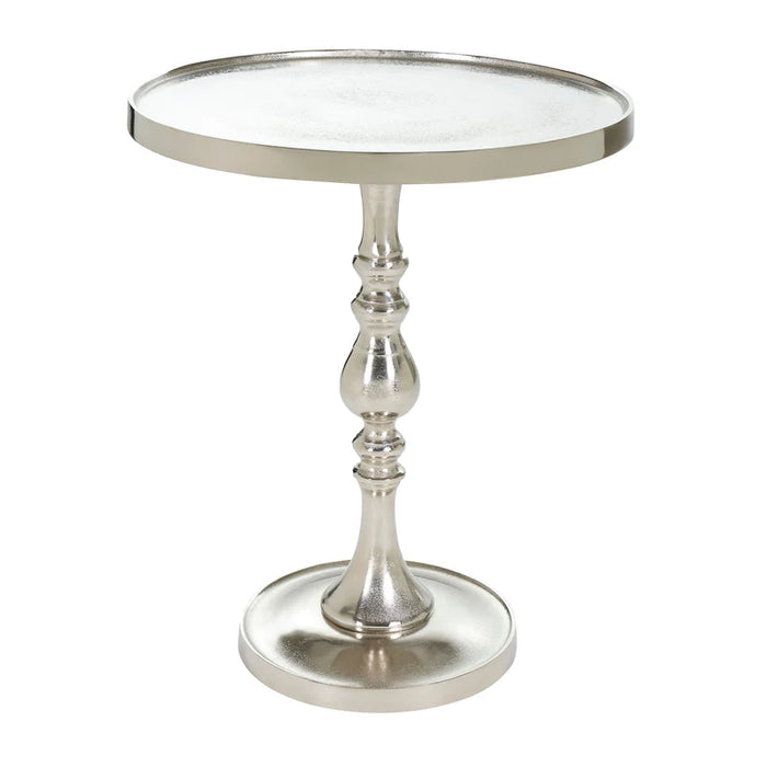 Renwil Romina nickel accent table in raw nickel finish front product view