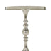 Side profile of Renwil Romina modern accent table in raw nickel finish