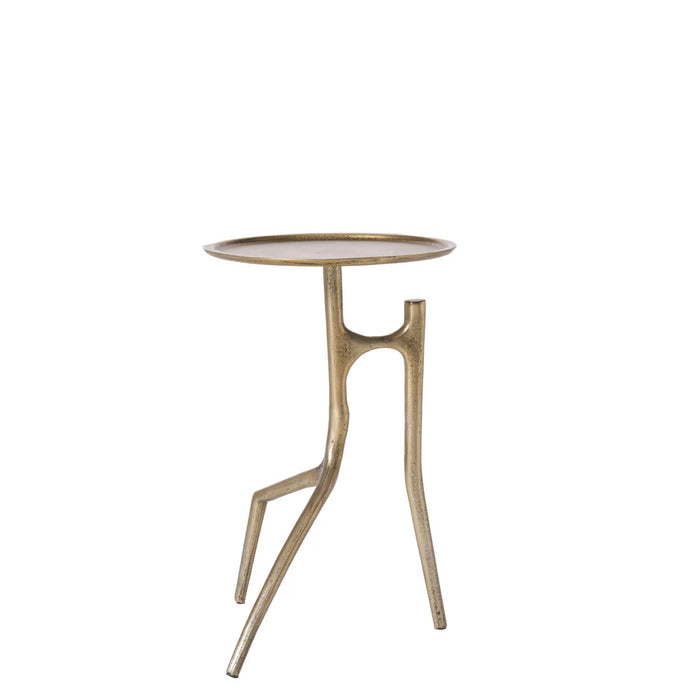 Renwil Tosca sculptural brass side table with antique brass finish