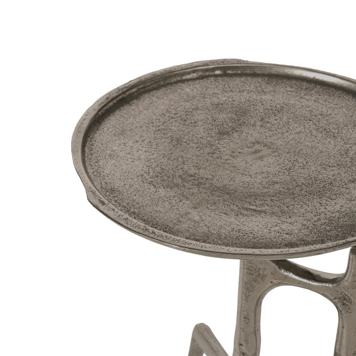 Close-up of Renwil Tosco antique nickel tabletop texture and finish