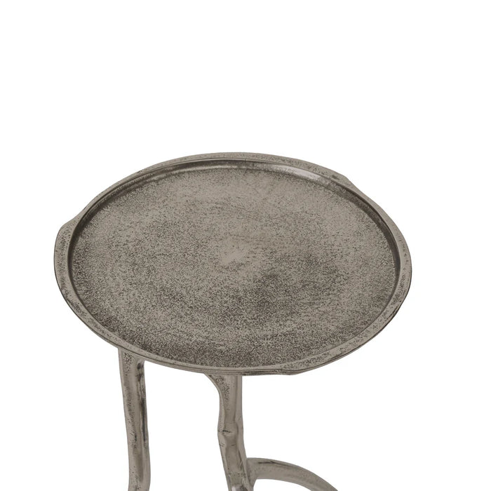 Front detail of Renwil Tosco tray-style tabletop in antique nickel finish