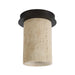 Full unlit view of the Renwil Umberto travertine flush-mount ceiling fixture