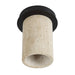 Angled view of the Umberto natural travertine flush-mount light