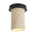 Renwil Umberto travertine flush-mount ceiling light illuminated against a white background