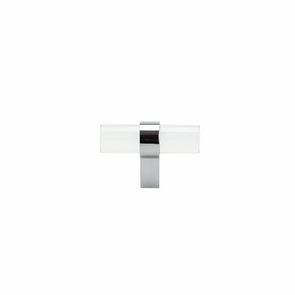 0206 Modern Glass and Metal T-Knob - Glass - Cabinet Knob