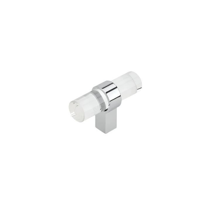 0206 Modern Glass and Metal T-Knob - Glass - Cabinet Knob
