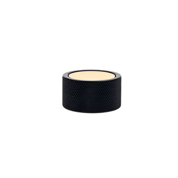 Richelieu 2065 cabinet knob in black and brass side view