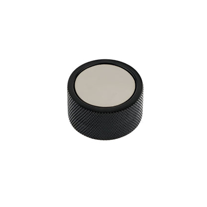 Richelieu 2065 cabinet knob in black with light center insert angle view