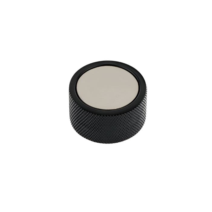 Richelieu 2065 cabinet knob in black with light center insert angle view