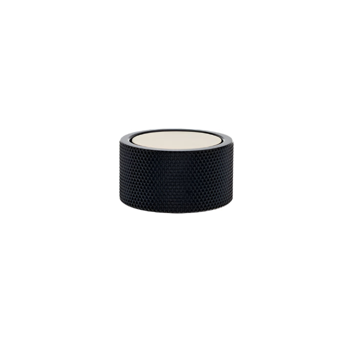 Richelieu 2065 cabinet knob in black with light center insert side view