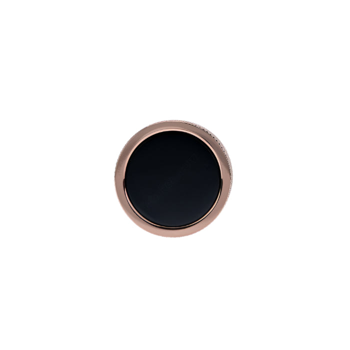 Richelieu 2065 cabinet knob in brushed copper and black front view